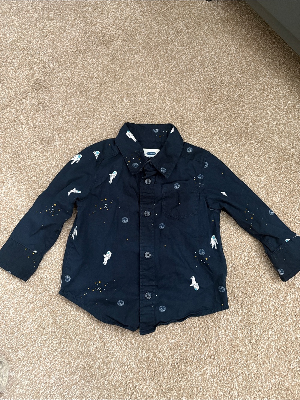 Old Navy Dark Blue Space Print Button-Down Shirt